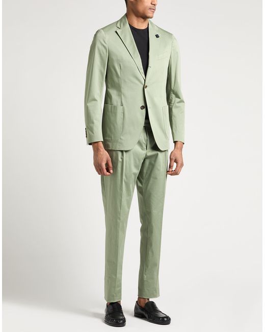 Lardini Green Suit Cotton, Elastane for men