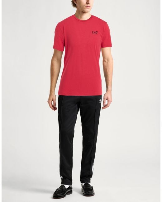EA7 Red T-Shirt Cotton, Elastane for men
