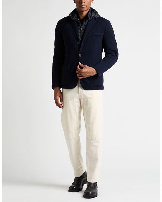 Moorer Blue Blazer Virgin Wool, Cashmere, Polyamide for men