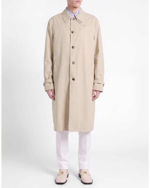 Versace Natural Cream Overcoat & Trench Coat Cotton for men