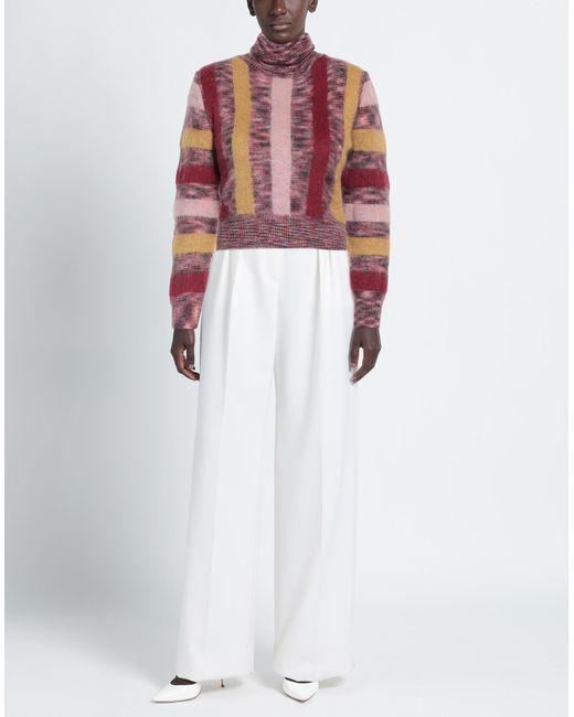 DSquared² Red Striped Roll-Neck Crop Jumper