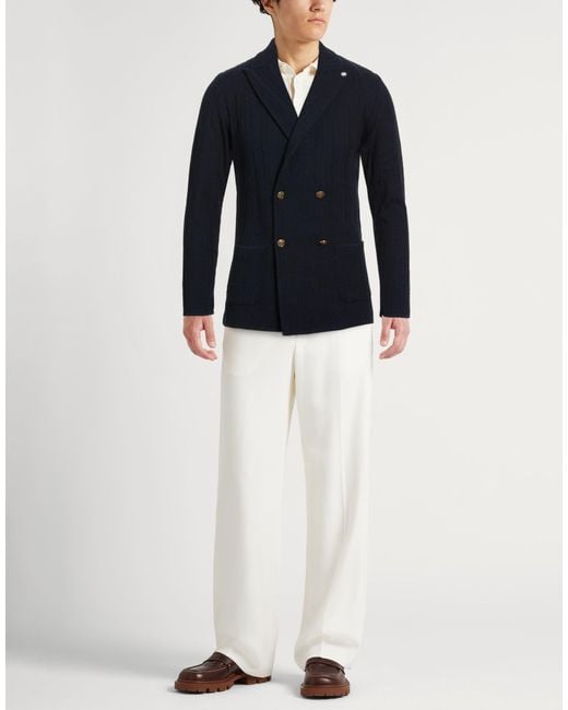 Manuel Ritz Blue Midnight Blazer Cotton, Acrylic for men