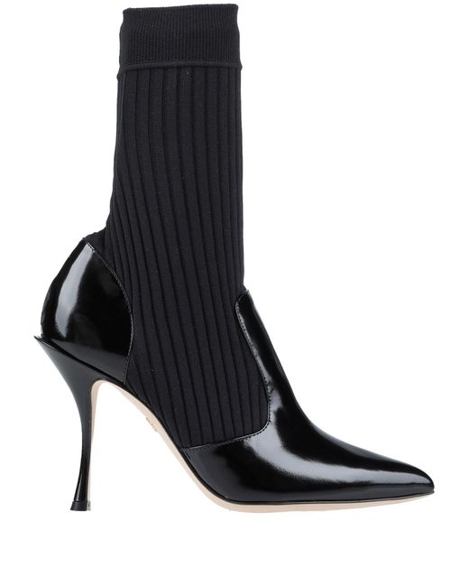 Dolce & Gabbana Black Ankle Boots Calfskin, Polyester