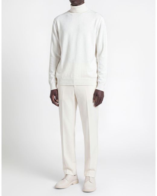 Gran Sasso White Turtleneck Virgin Wool, Viscose, Cashmere for men