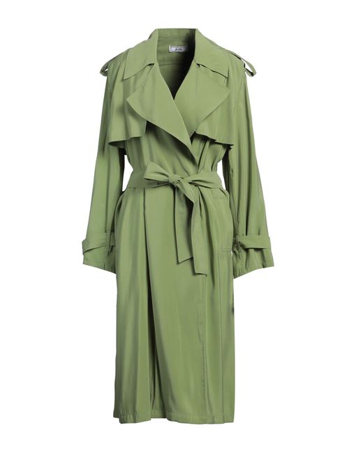 Jijil Green Overcoat & Trench Coat Viscose, Polyester