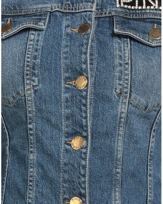 Pinko Blue Denim Denim Outerwear Cotton, Elastane
