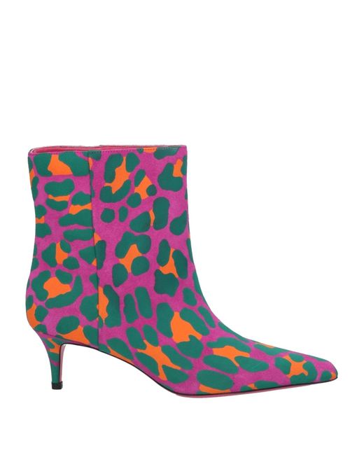 Luciano Padovan Blue Fuchsia Ankle Boots Leather
