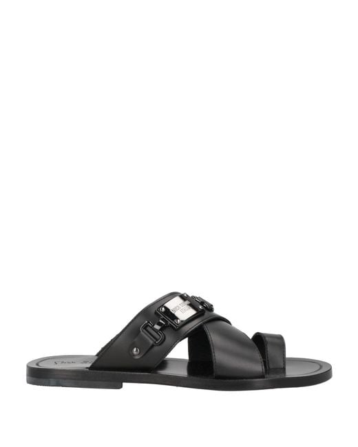 MICH SIMON Black Thong Sandal Calfskin for men