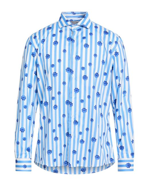Daniele Alessandrini Blue Azure Shirt Cotton, Elastane for men