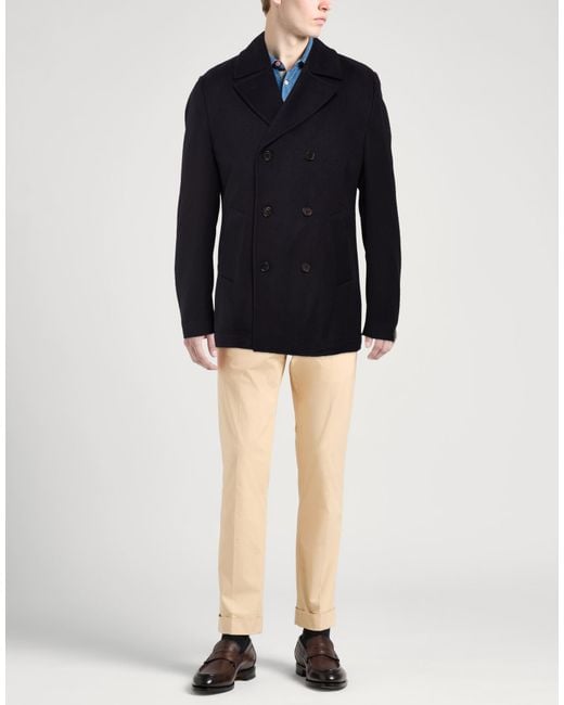 Corneliani Blue Midnight Coat Virgin Wool for men