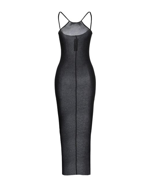 Rick Owens Black Midi Dress Viscose, Silk