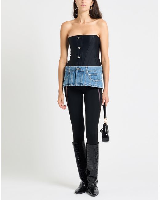 Mugler Blue Bodysuit Cotton, Elastomultiester, Polyamide, Elastane