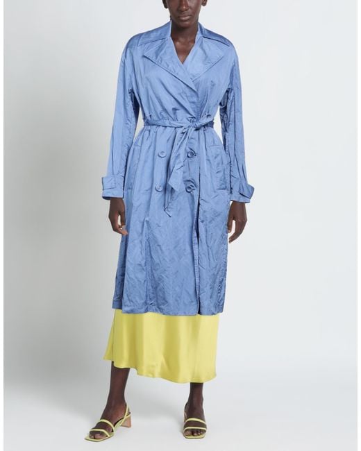 Manila Grace Blue Overcoat & Trench Coat