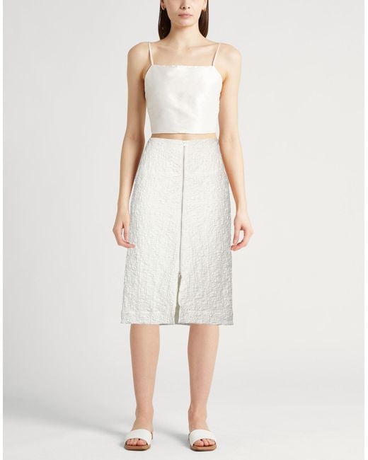 Jil Sander White Ivory Midi Skirt Cotton, Polyamide, Polyurethane