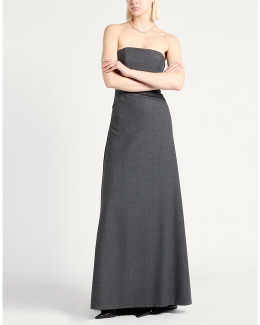 Alberta Ferretti Gray Charcoal Maxi Dress Wool, Elastane, Polyamide