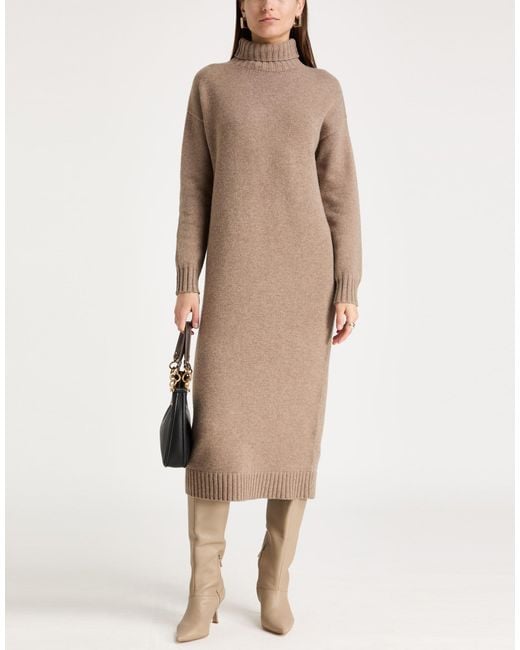 Max Mara Natural Taupe Midi Dress Cashmere