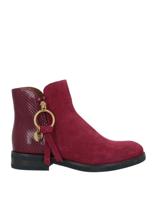 See By Chloé Red Ankle Boots