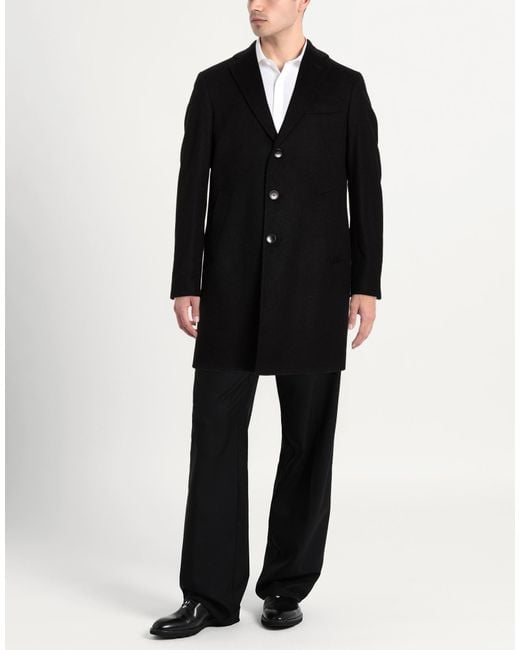 BRERAS Milano Black Coat Wool, Polyamide for men