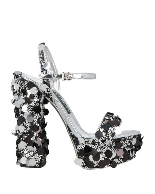 Dolce & Gabbana White Sandals Polyester, Polyurethane, Elastane