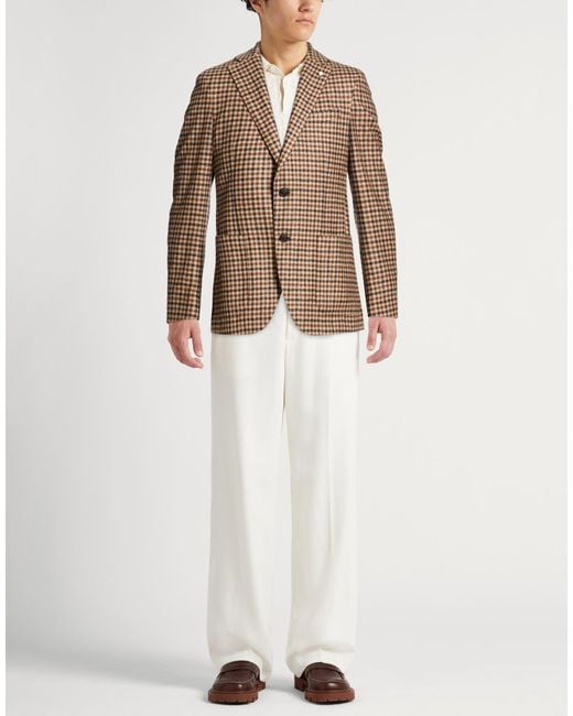 Luigi Bianchi Brown Camel Blazer Virgin Wool for men