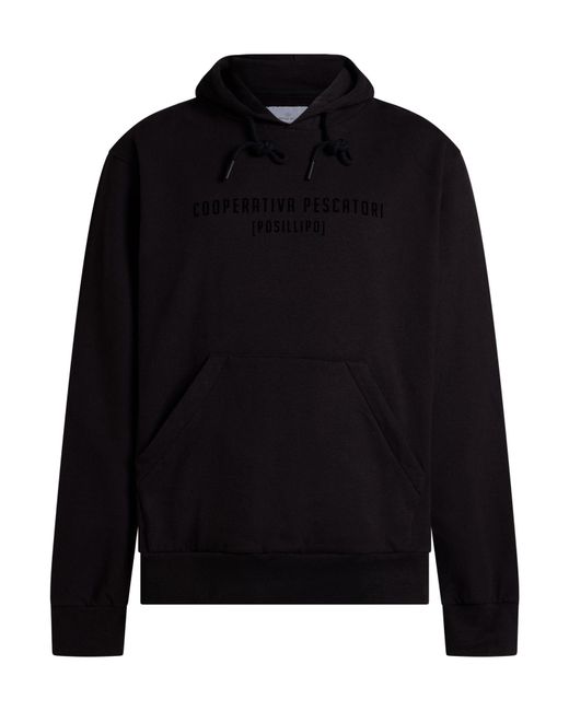Cooperativa Pescatori Posillipo Black Sweatshirt Cotton, Elastane for men