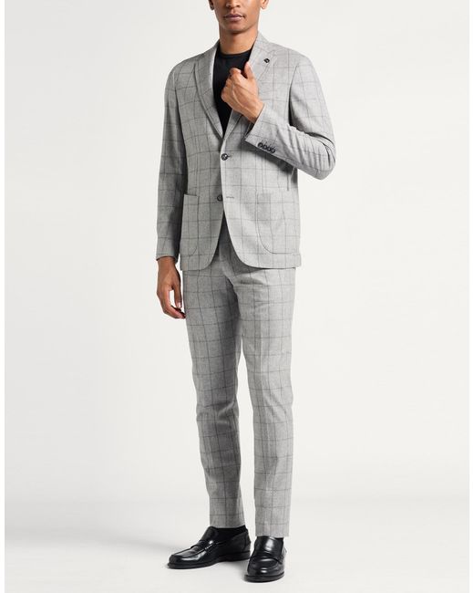 BRERAS Milano Gray Suit Wool, Virgin Wool, Elastane for men
