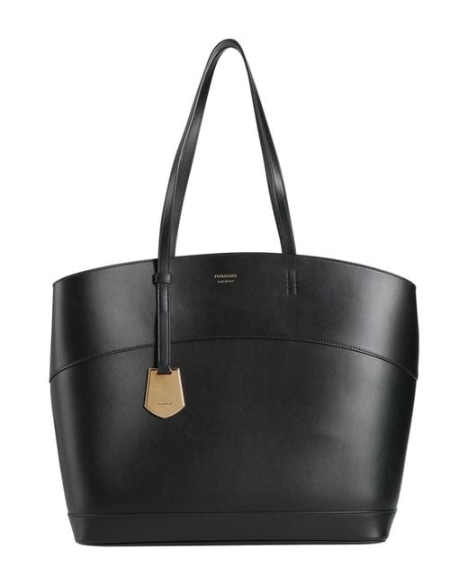 Ferragamo Black Charm Tote L -- Handbag Calfskin