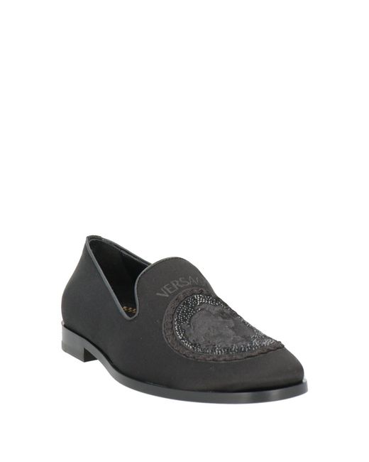 Versace Black Loafers Textile Fibers for men