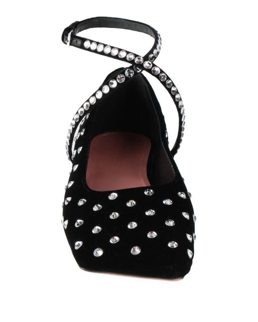 AMINA MUADDI Black Ballet Flats Textile Fibers, Crystal