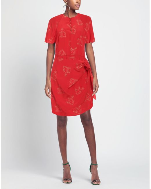 Lanvin Red Mini Dress Silk
