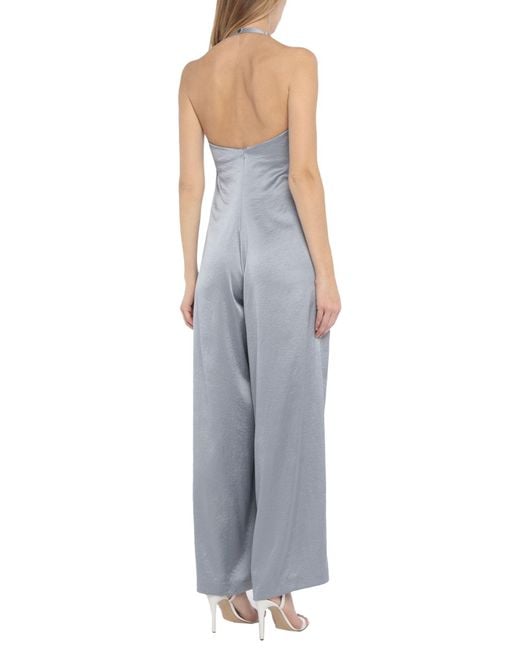 Erika Cavallini Semi Couture Gray Pastel Jumpsuit Triacetate, Polyester