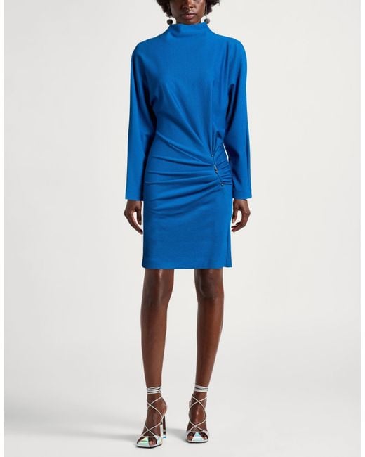 Dondup Blue Mini Dress Viscose, Polyamide, Elastane