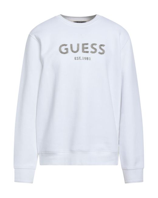 Guess White Sweatshirt Cotton, Polyester for men