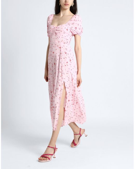 & Other Stories Pink Flowy Puff Sleeve Midi Dress