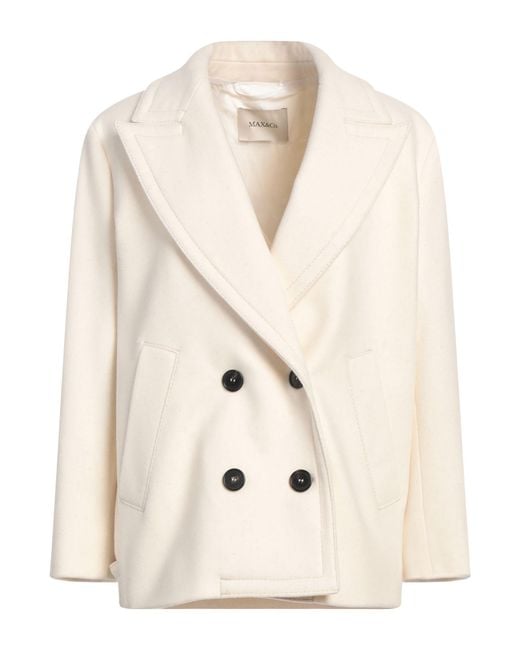 MAX&Co. Natural Ivory Coat Virgin Wool, Polyamide