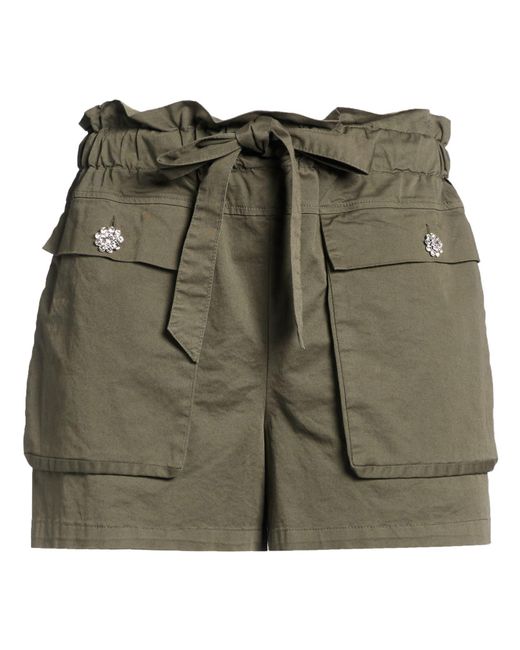 Liu Jo Green Military Shorts & Bermuda Shorts Cotton, Elastane