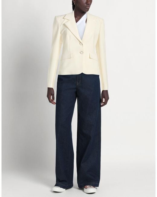 SIMONA CORSELLINI Natural Blazer Polyester, Elastane