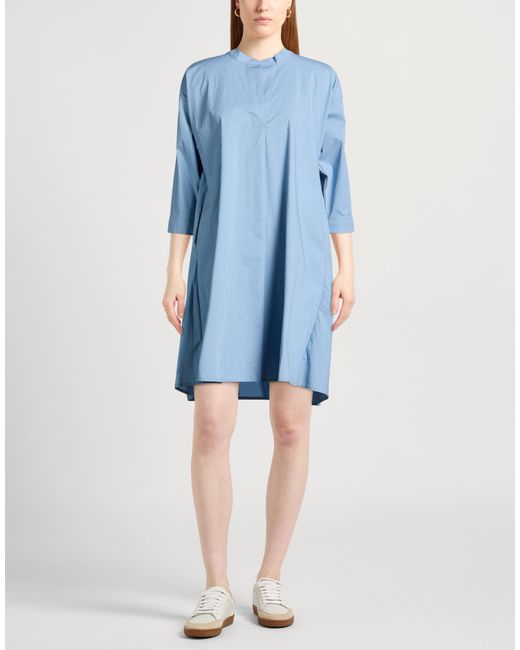 Alpha Studio Blue Mini Dress Cotton, Elastane