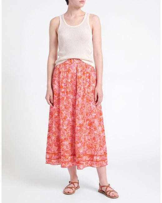 Poupette Red Midi Skirt Viscose