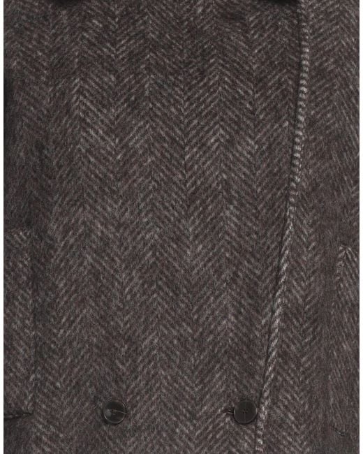 Alysi Gray Dark Coat Virgin Wool, Alpaca Wool, Polyamide