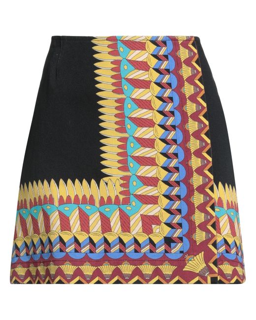 LaDoubleJ Black Geometric-Print Cotton-Twill Miniskirt