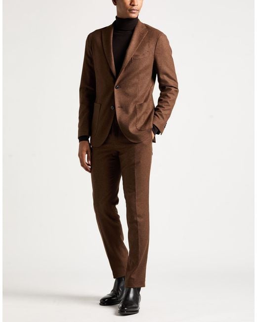 Boglioli Brown Suit Virgin Wool, Polyester, Elastane for men