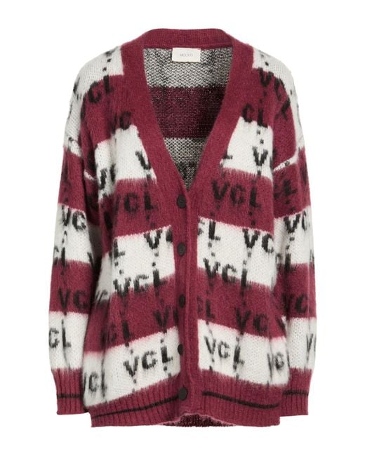 ViCOLO Red Garnet Cardigan Acrylic, Polyamide, Mohair Wool, Alpaca Wool, Viscose