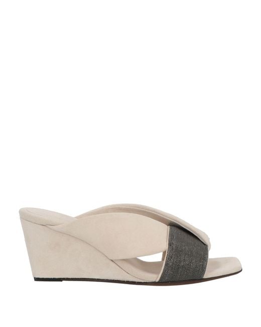Brunello Cucinelli White Ivory Sandals Leather