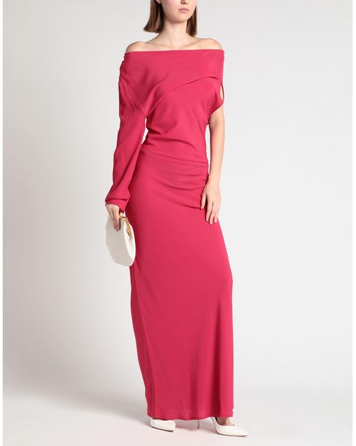 Semicouture Pink Fuchsia Maxi Dress Acetate, Silk