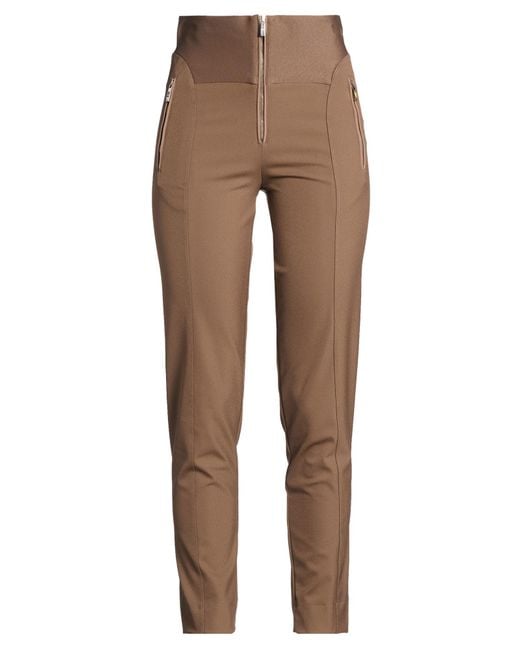 High Natural Khaki Pants Nylon, Elastane