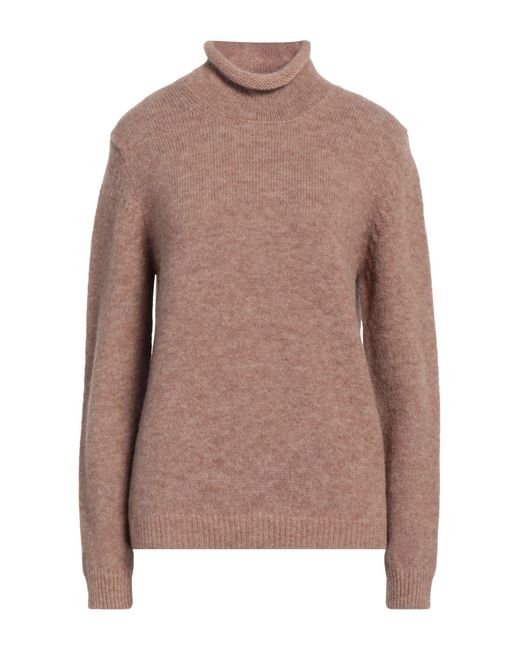 Fabrizio Del Carlo Brown Turtleneck Alpaca Wool, Merino Wool, Polyamide, Elastane