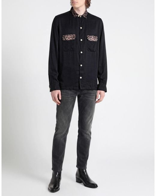 AllSaints Black Shirt Viscose, Ecovero Viscose for men
