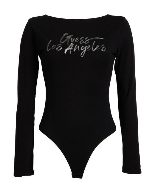 Guess Black Bodysuit Cotton, Elastane