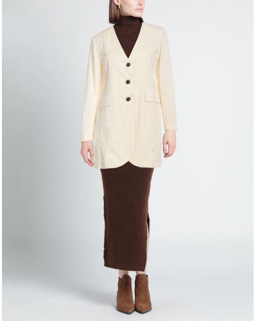 ALESSIA SANTI White Cream Blazer Cotton, Elastane